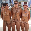 Beautiful henna art on three beautiful ladies