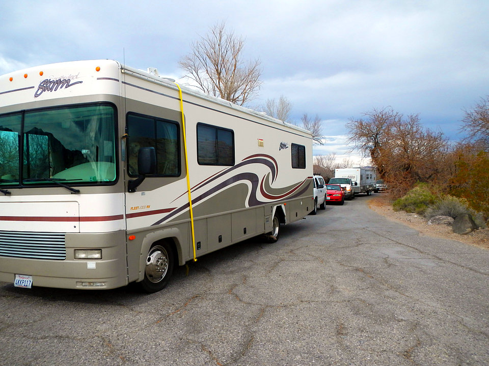 This is our caravan entering Mesquite Spring Campground.