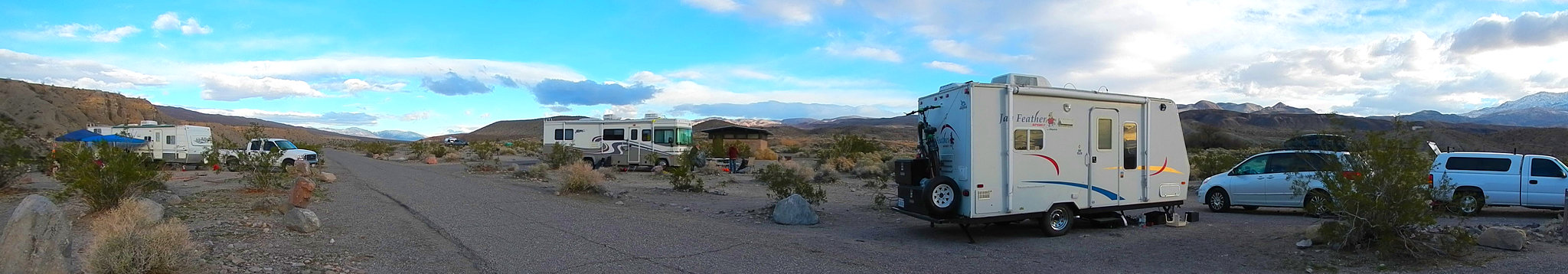 Panarama of our Death Valley Mesquite Spring Camp sites.