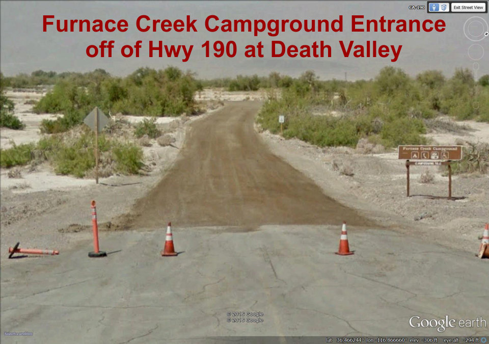 Death Valley Furnace Creek Campground entrance. Death Valley Furnace Creek Campground entrance.