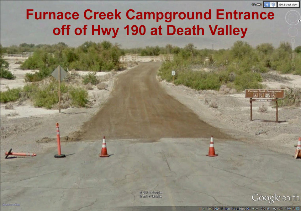 Death Valley Furnace Creek Campground entrance.